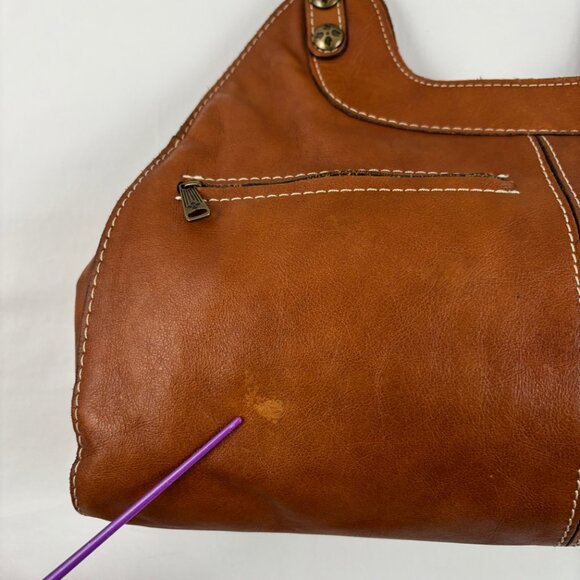 Patricia Nash Ergo Studded Leather Satchel Handbag Brown Cognac - Picture 15 of 15